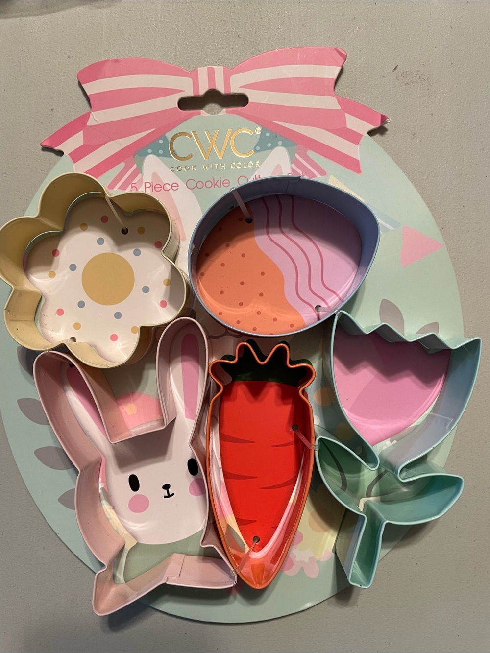 Easter Cookie Cutter Set - Pastel Bunny, Carrot & Flower Shapes New